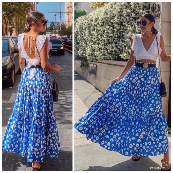 ZARA Floral Print Skirt - Picture 1 of 8